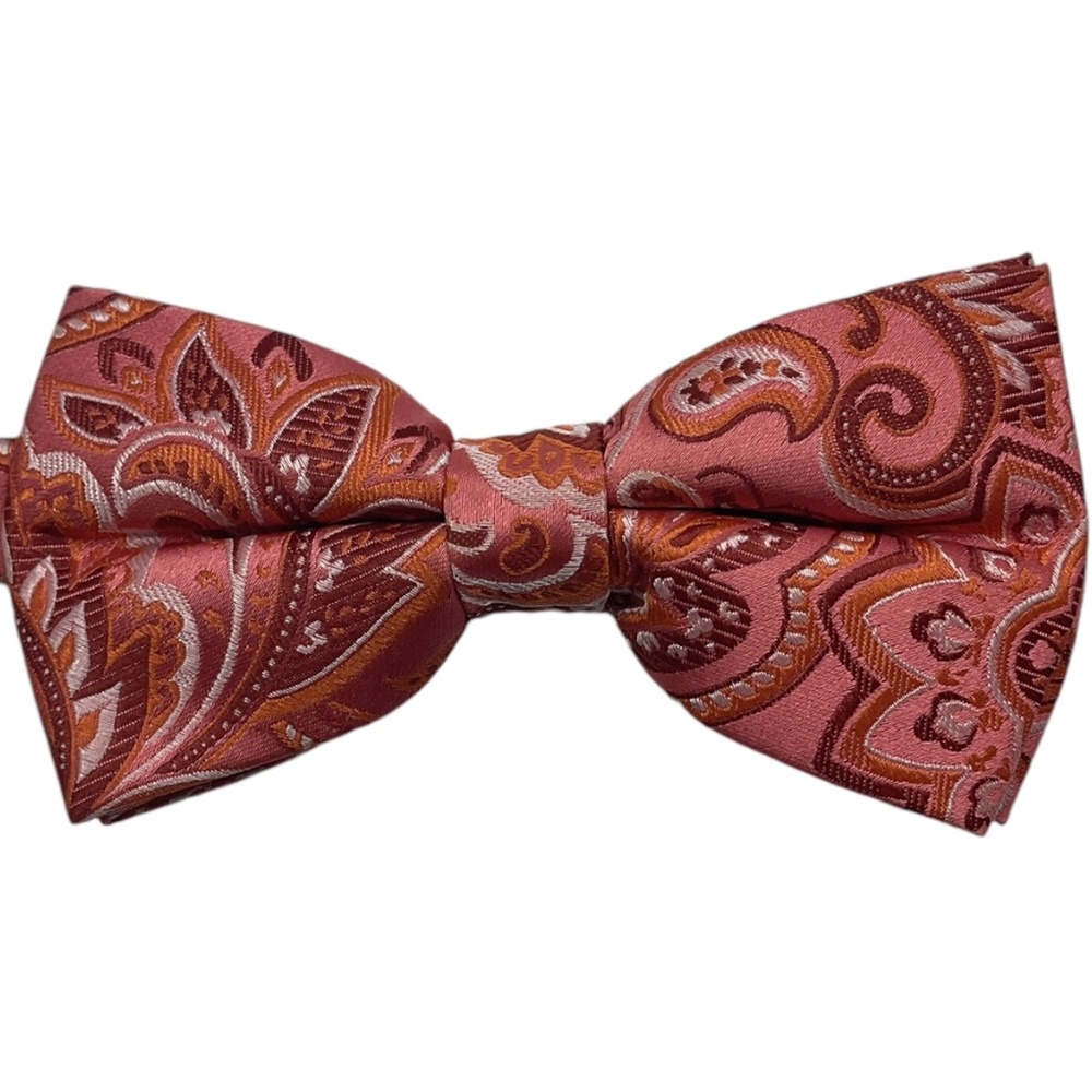 THE TIE BAR Pink/Salmon Paisley Silk DESIGNER Bow Tie HANDMADE